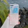 For Samsung Galaxy Z Flip5 Painted Pattern PC Transparent Folding Phone Case(Z46 Color Coconut Tree)