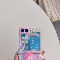 For Samsung Galaxy Z Flip5 Painted Pattern PC Transparent Folding Phone Case(Z111 Blue Butterfly)