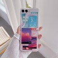 For Samsung Galaxy Z Flip5 Painted Pattern PC Transparent Folding Phone Case(Z99 Sunset)
