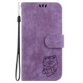 For Honor X5 Plus / Play 40C Little Tiger Embossed Leather Phone Case(Purple)