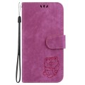 For OPPO Reno11 F Global Little Tiger Embossed Leather Phone Case(Rose Red)