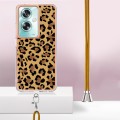 For OPPO A79 5G Global Electroplating Dual-side IMD Phone Case with Lanyard(Leopard Print)