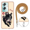 For OPPO A79 5G Global Electroplating Dual-side IMD Phone Case with Lanyard(Lucky Dog)