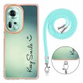 For OPPO Reno11 5G Global Electroplating Dual-side IMD Phone Case with Lanyard(Smile)