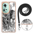 For OPPO Reno11 5G Global Electroplating Dual-side IMD Phone Case with Lanyard(Totem Elephant)