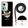 For OPPO Reno11 5G Global Electroplating Dual-side IMD Phone Case with Lanyard(Natural Growth)