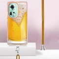 For OPPO Reno11 5G Global Electroplating Dual-side IMD Phone Case with Lanyard(Draft Beer)