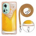 For OPPO Reno11 5G Global Electroplating Dual-side IMD Phone Case with Lanyard(Draft Beer)