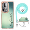 For OPPO Reno11 Pro 5G Global Electroplating Dual-side IMD Phone Case with Lanyard(Smile)