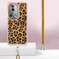 For OPPO Reno11 Pro 5G Global Electroplating Dual-side IMD Phone Case with Lanyard(Leopard Print)