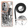 For OPPO Reno11 Pro 5G Global Electroplating Dual-side IMD Phone Case with Lanyard(Totem Elephant)