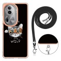 For OPPO Reno11 Pro 5G Global Electroplating Dual-side IMD Phone Case with Lanyard(Natural Growth)