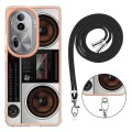 For OPPO Reno11 Pro 5G Global Electroplating Dual-side IMD Phone Case with Lanyard(Retro Radio)