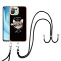 For Xiaomi Mi 11 Lite Electroplating Dual-side IMD Phone Case with Lanyard(Natural Growth)