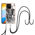 For Xiaomi Redmi 10C Electroplating Dual-side IMD Phone Case with Lanyard(Totem Elephant)