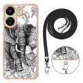 For Xiaomi Redmi 13C 4G Electroplating Dual-side IMD Phone Case with Lanyard(Totem Elephant)