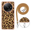 For Xiaomi Redmi A3 Electroplating Dual-side IMD Phone Case with Lanyard(Leopard Print)