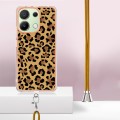 For Xiaomi Redmi Note 13 4G Global Electroplating Dual-side IMD Phone Case with Lanyard(Leopard Prin