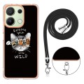 For Xiaomi Redmi Note 13 4G Global Electroplating Dual-side IMD Phone Case with Lanyard(Natural Grow