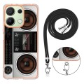For Xiaomi Redmi Note 13 4G Global Electroplating Dual-side IMD Phone Case with Lanyard(Retro Radio)
