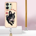 For Xiaomi Redmi Note 13 4G Global Electroplating Dual-side IMD Phone Case with Lanyard(Lucky Dog)