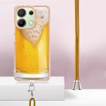 For Xiaomi Redmi Note 13 4G Global Electroplating Dual-side IMD Phone Case with Lanyard(Draft Beer)