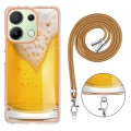 For Xiaomi Redmi Note 13 4G Global Electroplating Dual-side IMD Phone Case with Lanyard(Draft Beer)