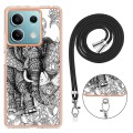 For Xiaomi Redmi Note 13 5G Global Electroplating Dual-side IMD Phone Case with Lanyard(Totem Elepha