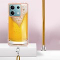 For Xiaomi Redmi Note 13 5G Global Electroplating Dual-side IMD Phone Case with Lanyard(Draft Beer)