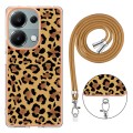 For Xiaomi Redmi Note 13 Pro 4G Global Electroplating Dual-side IMD Phone Case with Lanyard(Leopard