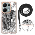 For Xiaomi Poco M6 Pro 4G Electroplating Dual-side IMD Phone Case with Lanyard(Totem Elephant)