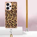 For Xiaomi Redmi Note 13 Pro+ 5G Electroplating Dual-side IMD Phone Case with Lanyard(Leopard Print)
