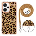 For Xiaomi Redmi Note 13 Pro+ 5G Electroplating Dual-side IMD Phone Case with Lanyard(Leopard Print)
