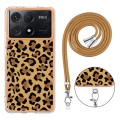 For Xiaomi Poco X6 Pro Electroplating Dual-side IMD Phone Case with Lanyard(Leopard Print)