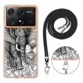 For Xiaomi Poco X6 Pro Electroplating Dual-side IMD Phone Case with Lanyard(Totem Elephant)
