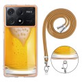 For Xiaomi Poco X6 Pro Electroplating Dual-side IMD Phone Case with Lanyard(Draft Beer)