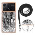 For Xiaomi Redmi K70E Electroplating Dual-side IMD Phone Case with Lanyard(Totem Elephant)