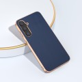 For Samsung Galaxy S23 FE 5G Genuine Leather Xiaoya Series Nano Plating Phone Case(Blue)