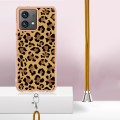 For Motorola Moto G84 Electroplating Dual-side IMD Phone Case with Lanyard(Leopard Print)