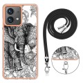 For Motorola Moto G84 Electroplating Dual-side IMD Phone Case with Lanyard(Totem Elephant)