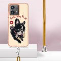 For Motorola Moto G84 Electroplating Dual-side IMD Phone Case with Lanyard(Lucky Dog)