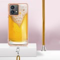 For Motorola Moto G84 Electroplating Dual-side IMD Phone Case with Lanyard(Draft Beer)