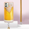 For Motorola Moto G54 Electroplating Dual-side IMD Phone Case with Lanyard(Draft Beer)