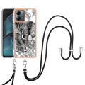 For Motorola Moto G14 Electroplating Dual-side IMD Phone Case with Lanyard(Totem Elephant)