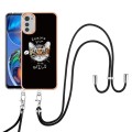 For Motorola Moto E32 4G/E32s Electroplating Dual-side IMD Phone Case with Lanyard(Natural Growth)
