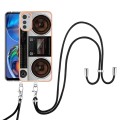 For Motorola Moto E32 4G/E32s Electroplating Dual-side IMD Phone Case with Lanyard(Retro Radio)