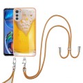 For Motorola Moto E32 4G/E32s Electroplating Dual-side IMD Phone Case with Lanyard(Draft Beer)
