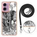 For Motorola Moto G04 4G / G24 4G Electroplating Dual-side IMD Phone Case with Lanyard(Totem Elephan