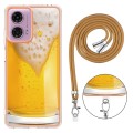 For Motorola Moto G04 4G / G24 4G Electroplating Dual-side IMD Phone Case with Lanyard(Draft Beer)