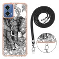 For Motorola Moto G34 Electroplating Dual-side IMD Phone Case with Lanyard(Totem Elephant)